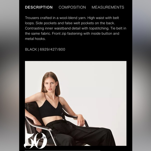 Zara NWT 50th anniversary wool blend trousers with belt 6929/427 - Picture 8 of 10